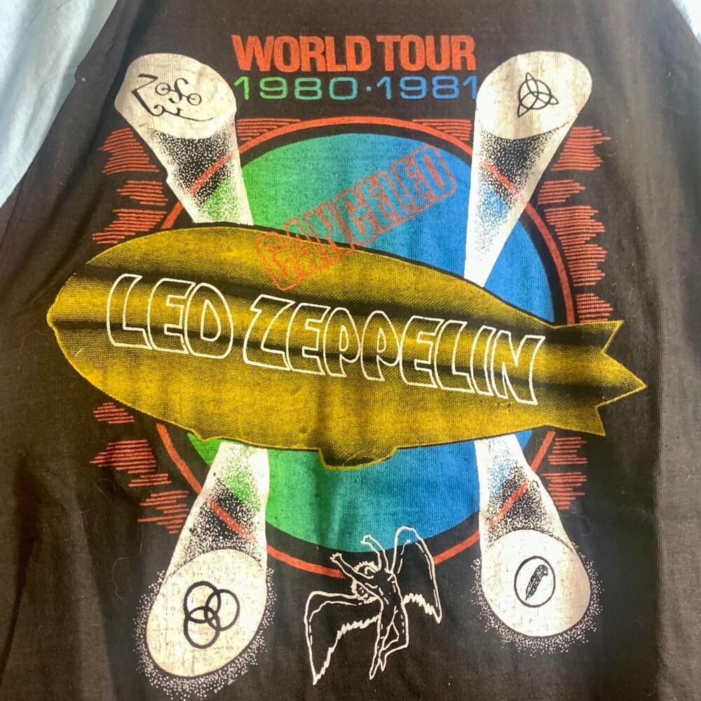 1981 LED ZEPPELIN Houses Of The Holy double sided raglan 3/4 sleeve tee shirt L